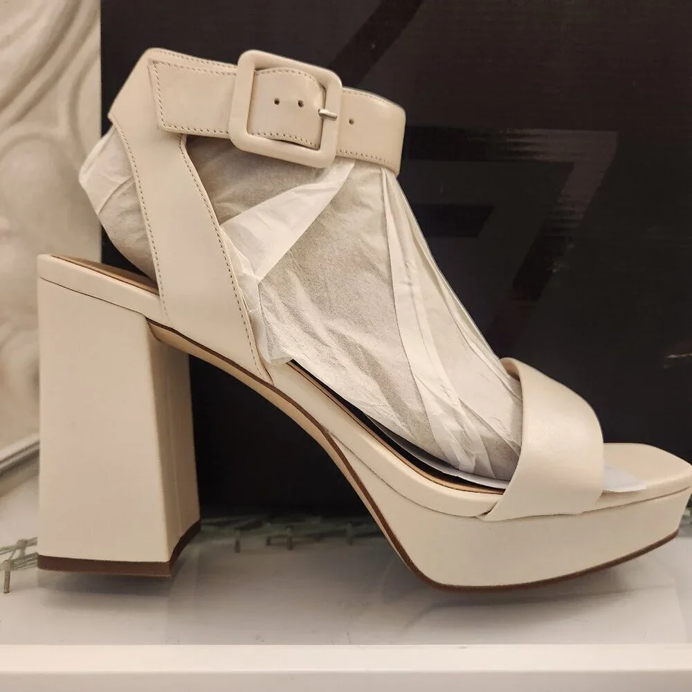 Naturalizer 27 Edit Leather Jaselle Satin Pearl Platform Sandals. NIB. Size 10.5